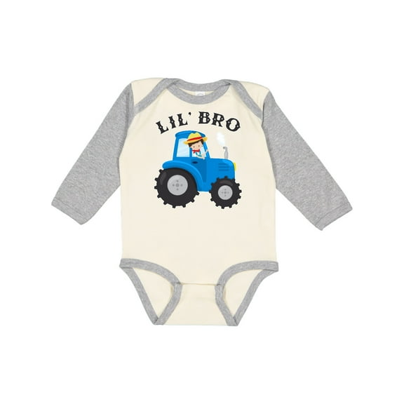Inktastic Farmer Tractor Little Bro Boys Long Sleeve Baby Bodysuit