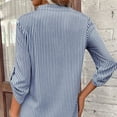 thumbnail image 5 of Jewelreauty Womens Striped 3/4 Sleeve V Neck Work Shirts Dressy Tops Casual Lightweight T-Shirts with Pocket (L, Dark Blue), 5 of 7