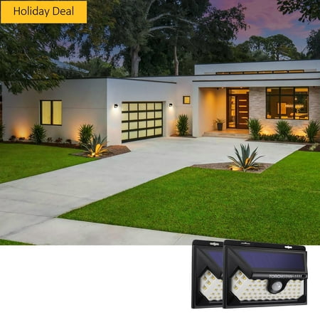 

Solar Motion Wall Lights 58 LEDs Dusk to Dawn Cordless Security Lighting 270° Beam Angle 3000K Warm White Pack of 2