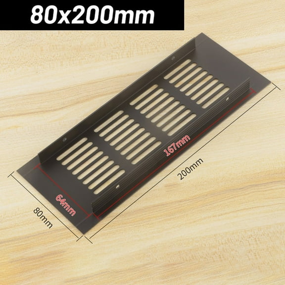 Black Alloy Rectangular Air Vent Grille Ventilation Cover for Cabinets Wardrobes 80*150Mm