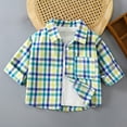 thumbnail image 2 of zbxnLI Toddler Button down Shirt Plaid Short Sleeve Casual Beach Shirts Collared Cotton Tops for Boys Girls, 2 of 3