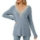 thumbnail image 1 of Gibobby Playera&nbsp;Moda 2023 Otoño/Invierno Nueva camiseta de manga larga suelta con cuello en V de de color sólido para mujer（Azul， S), 1 of 5
