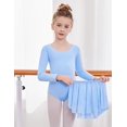 thumbnail image 3 of Oudiya Girls Ballet Leotards Long Sleeve Criss Cross Back Toddler Dance Outfits Leotard with Removable Shinny Skirt Combo 3-11Y, 3 of 8