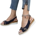 thumbnail image 3 of KEVCHE Orthopedic Sandals for Women,Women Walking Slippers with Arch Support Wedge Sandals Summer Dressy Open Toe Ankle Strap Platform Beach Casual Slip on Sandals Beach Dress Comfortable, 3 of 6
