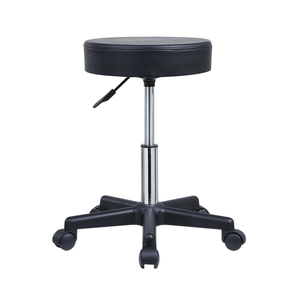 Kktoner Round Rolling Stool Pu Leather Height Adjustable Swivel