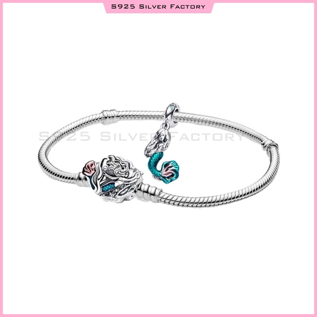 Charm Ariel De La Sirenia De Disney Concha Original Pulsera\Cangrejo Sebastian\Ursula\Princesa Ariel Charms\Brazalete de Anillo Ursula De La Sirenita