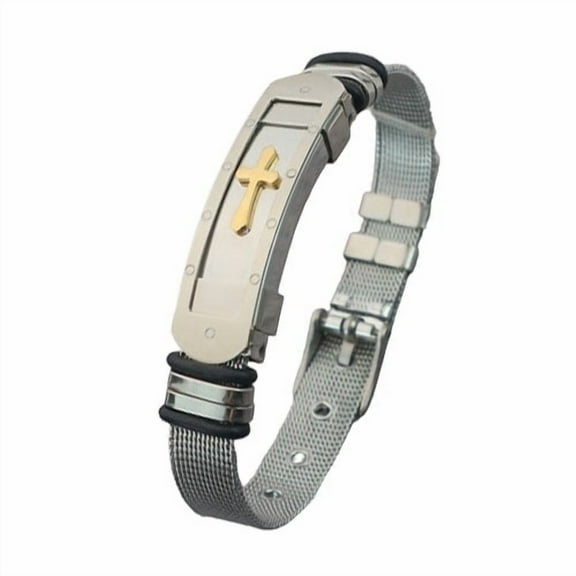 JO WISDOM Cross Stainless SteelCouple Bracelet, Wristband, Adjustable Bracelet, Handcrafted By Senior Craftsman, Men's Leather Bracelet As A Gift For Boyfriend