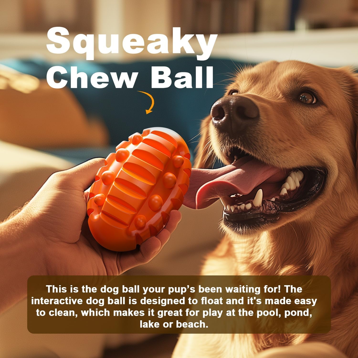 2PCS Dog Chew Ball, Interactive Aggressive chewers Dog Toy, for Teething and Teeth Cleaning, Natural Rubber Durable Football Dog Toy for Small and Medium Breeds(Orange+Rose)