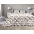 thumbnail image 1 of Bird Comforter & Sham Bedding Set, Print of Rose Floral Romantic Feminine Spring Pastel Tone Forest Elements, 3 pcs Duvet Set Microfiber Filling Quilt, 5 Sizes, White and Multicolor, by Ambesonne, 1 of 4