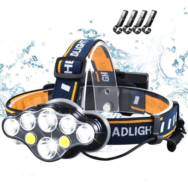 Linterna frontal, lámpara frontal LED, resistente al agua, linterna USB más brillante con luces rojas, faros extremadamente brillantes con 8 modos