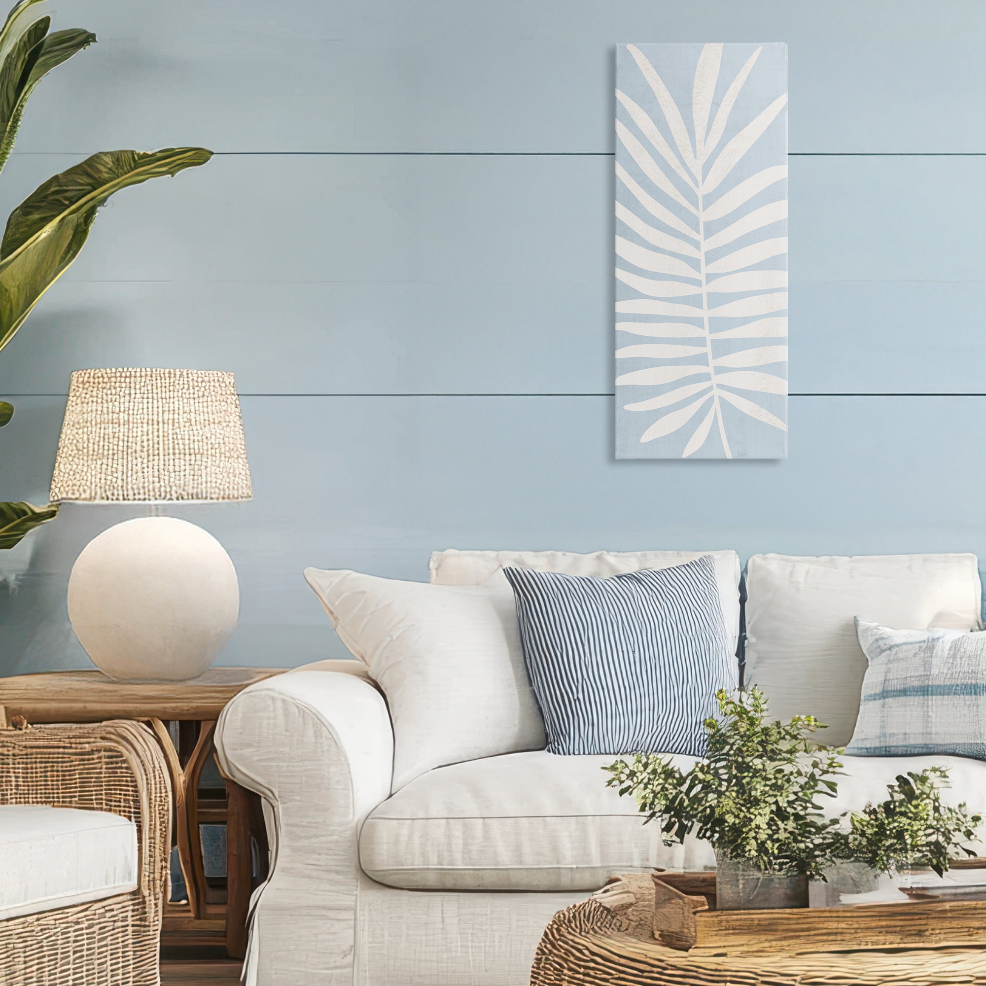 Stupell Industries Leaf Silhouette on Sky Blue Canvas Wall Art, design by Natalie Carpentieri