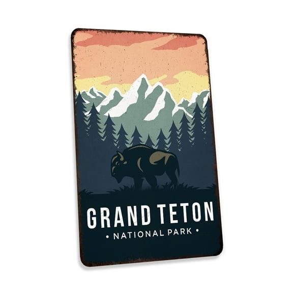 Grand Teton National Park Sign Vintage Looking Decorative Signs Home Décor Gift 12x18 Matte 112180086011