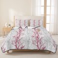 thumbnail image 3 of King Quilt Set 96''x106'', Red Grey Branch Lightweight Summer Bedspread Coverlet Set with 2 Pillow Shams, Spring Summer Pastoral Botanical Breathable All Season Quilt Bedding for Bedroom/Guest Room, 3 of 9