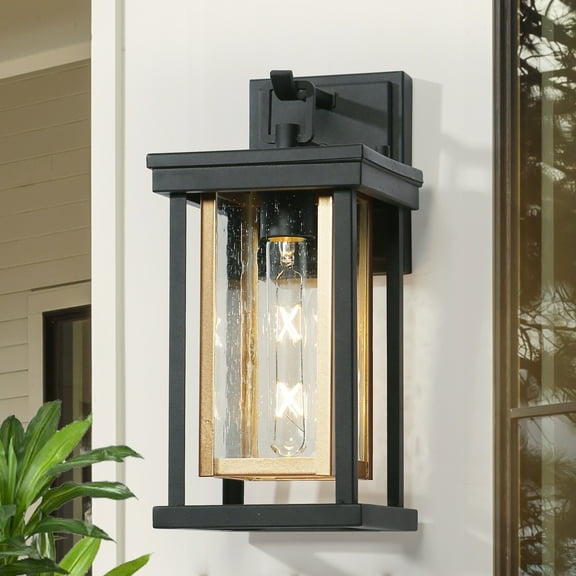 LNC Hewifda 1-Light 13.6-in H Matte Black LED Outdoor Wall Light
