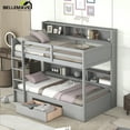 thumbnail image 6 of Bellemave Twin Over Twin Bunk Bed with Storage Drawer and Shelves Stylish Storage Bunk Bed with Built-in Shelves Twin Bunk Bed Frame for Teens, Adults, Gray, 6 of 11