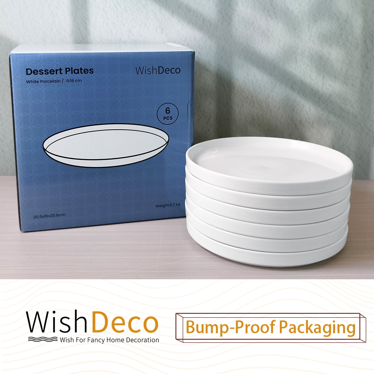 調理器具 Salad plates/Cake plates 6 boxes.. WishDeco Porcelain Dinnerware, 7in White Round Appetizer Plates