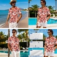 thumbnail image 4 of Xixirimido Red Tropical Leaf Print Matching Couple Outfits Men’s Button-down Hawaiian Shirt Women Sleeveless Midi Dress with Pocket Couples Matched Summer Outfits for Beach Vacation, 2XL, 4 of 7