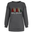 thumbnail image 4 of Scyoekwg Merry Christmas Sweatshirt for Women Long Sleeve Tops Casual Loose Round Neck Fleece Sweatshirts Leopard Plaid Christmas Tree Print Graphic Sweatshirt Pullover #B=Dark Gray XXL(12), 4 of 7