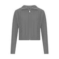 thumbnail image 2 of Cropped Sweaters for Women Slim Fit Full-zip Sweater Cardigan Long Sleeve Solid Casual Zip Mock Neck Outwear Tops (S, Gray), 2 of 7