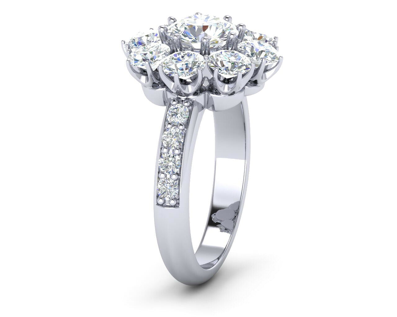 HeartsAndYou 2.5ct Round Cut Moissanite Engagement Ring for Women 18k White Gold over Silver Floral Solitaire