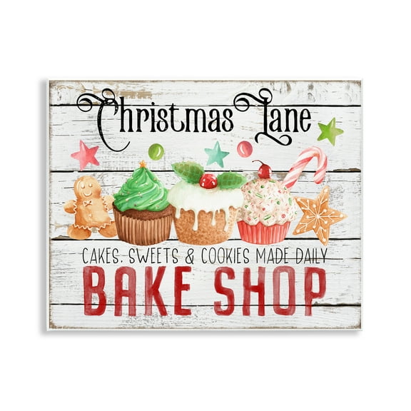 Stupell Industries Christmas Lane Bake Shop Holiday Painting Unframed Art Prints Wall Art, 14 x 11