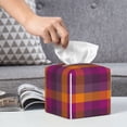 thumbnail image 6 of Lsque Purple Yellow Buffalo Plaid Printed Tissue Box Cover Holder, Facial Paper Organizer Dispenser,Square with Bottom Belt, PVC Leather Decorative Organizer, 6 of 8
