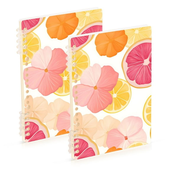 FORMRS 1-Subject Spiral Notebook 8" x 5" College Ruled 60 Refillable Sheet, 2 Pack, Pink Floral Orange