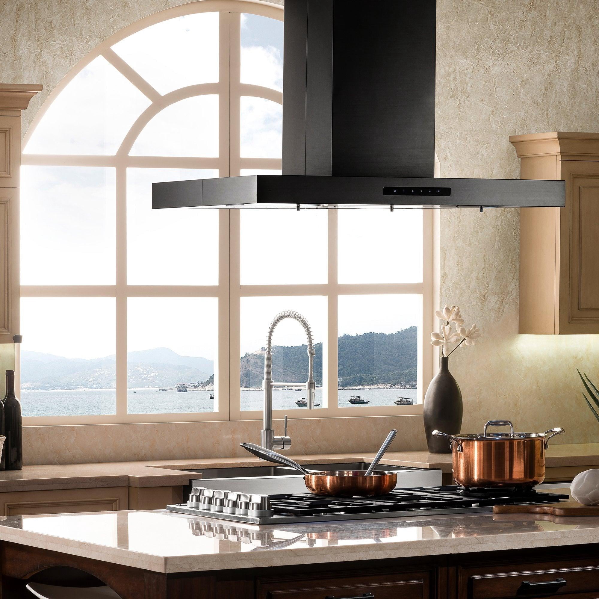 ZLINE 30 in. Island Mount Range Hood in Black Stainless Steel (BSKE2iN-30)