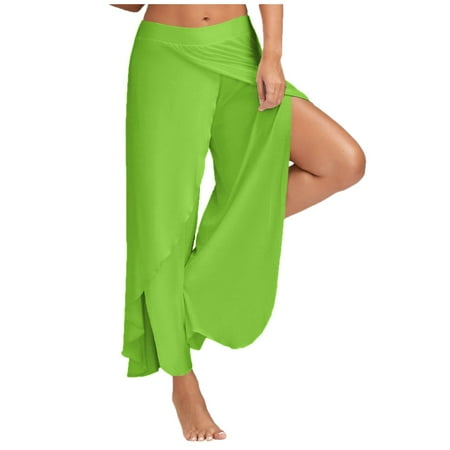 

Yoga Pants Split Color Solid Exercise High Leisure Women s plus Size Wide Leg Yoga Pants with Pockets for Women Women s Maternity Leggings over The Belly Pregnancy Active Workout Yoga Tights Pants