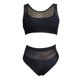 thumbnail image 5 of VISgogo Mujeres 2 piezas Traje de baño Conjunto Color sólido Malla Patchwork Sin mangas Acolchado Tops y parte inferior del bikini Traje de baño VISgogo  moda, 5 of 8