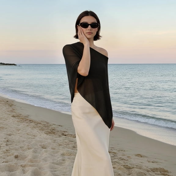 Certgust Silk Scarves Women Shawl Wraps for Women Mesh Poncho Lightweight Summer Pullover Sweater Womens Shawls and Wraps Summer Black