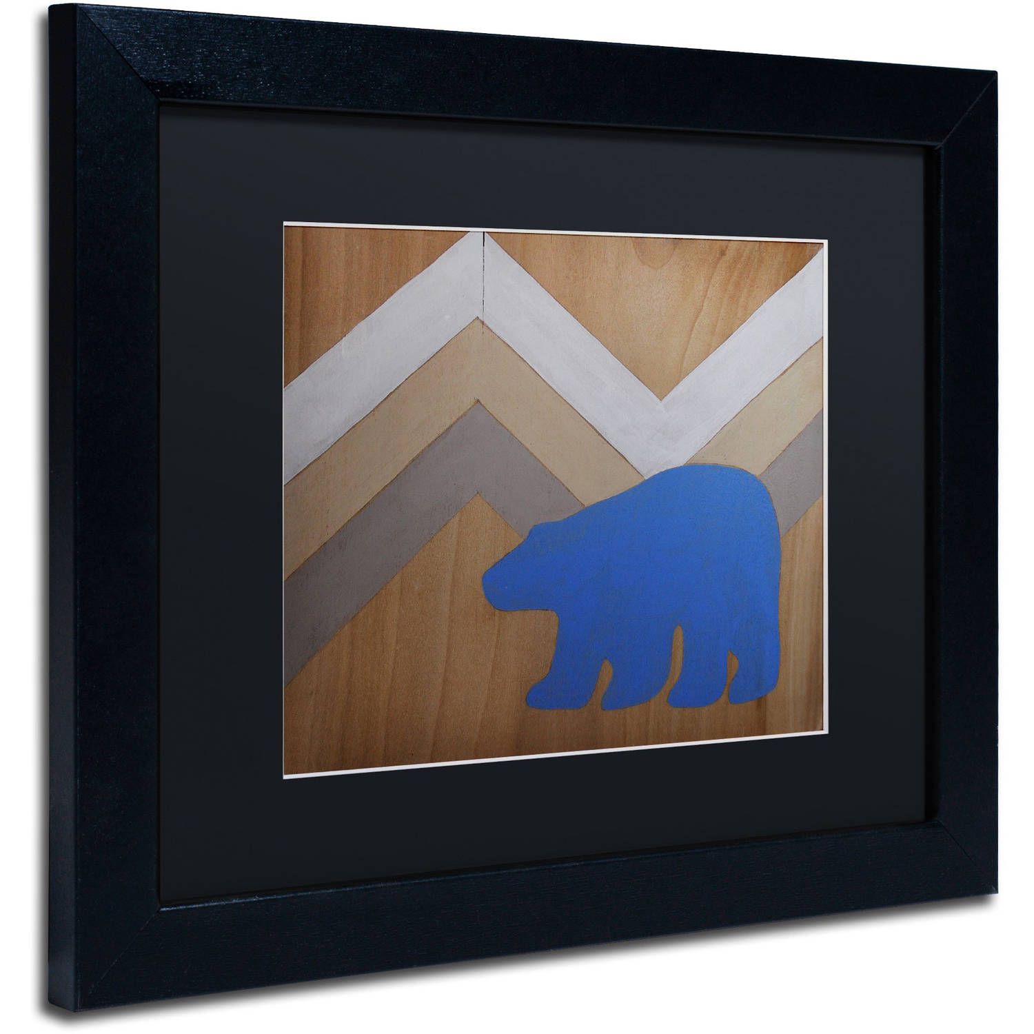 Trademark Fine Art "Blue Polar Bear" Canvas Art by Nicole Dietz Black Matte, Black Frame