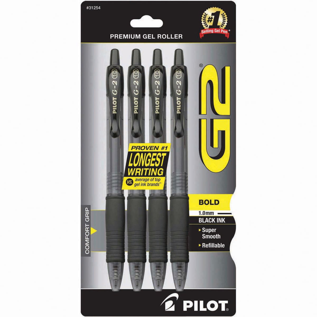 Pilot G2 Premium Gel Roller Pens Black Bold 1.0mm 12 Count-Flawed Pkg 