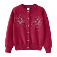 thumbnail image 2 of Annhoo Cardigan for Girls Fall Winter Cute Stars Embroidered Long Sleeve Knit Sweaters Fashion Button Knitwear, 2 of 3