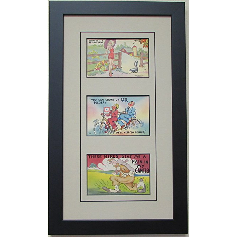 Postcard Frame for Three (3) 3.5” x 5.5” Postcards with Tan (Black Trim