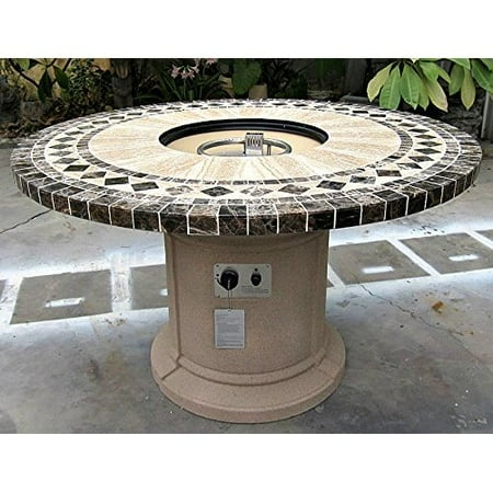 Diy Mosaic Patio Table Top Gas Fireplace Fire Pit Outdoor, Marble Mosaic Inlay 48