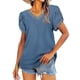 thumbnail image 2 of Guardurnaity Camiseta de algodón para mujer, camiseta informal de manga corta holgada de Color sólido, camiseta de verano para deportes escolares, Prendas para la parte del cuerpo Azul claro XXL, 2 of 6