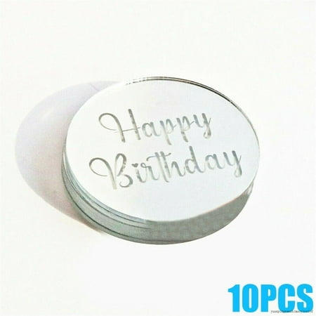 

10/20Pcs Happy Birthday Acrylic Cupcake Disc Toppers Rose Gold Party Celebration