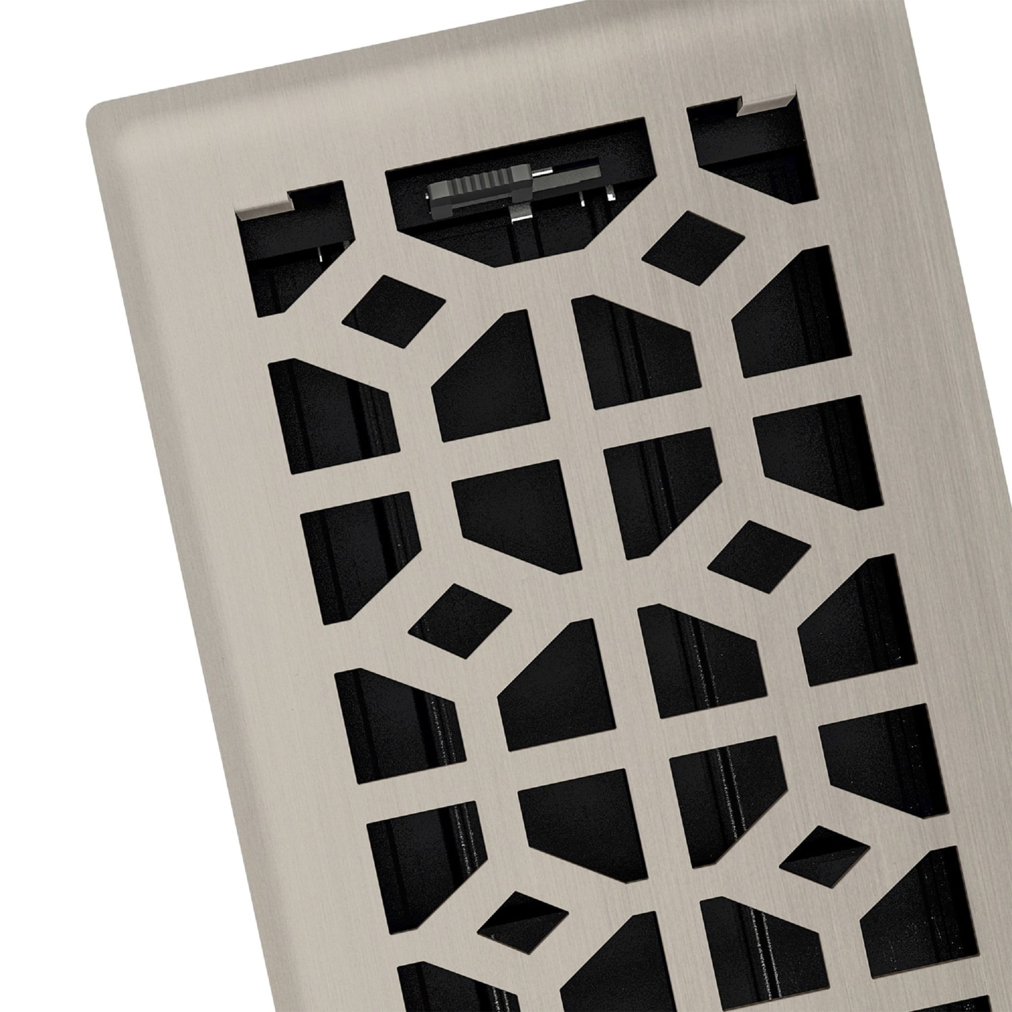 4in x 10in Templar Style Brushed Nickel Metal Rectangular Air Floor Register (2 PACK)