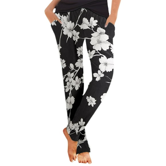 TSADFHJI Sparkly Skirt Kids Women Summer Harem Trousers on Trousers Boho Beach Trousers Lightweight Casual Loose Trousers with Pockets M Black