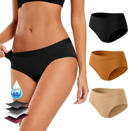 Airmenty Period Underwear for Women Leak-proof underwear Low Waisted Period Panties Menstrual Panties 3 Pack