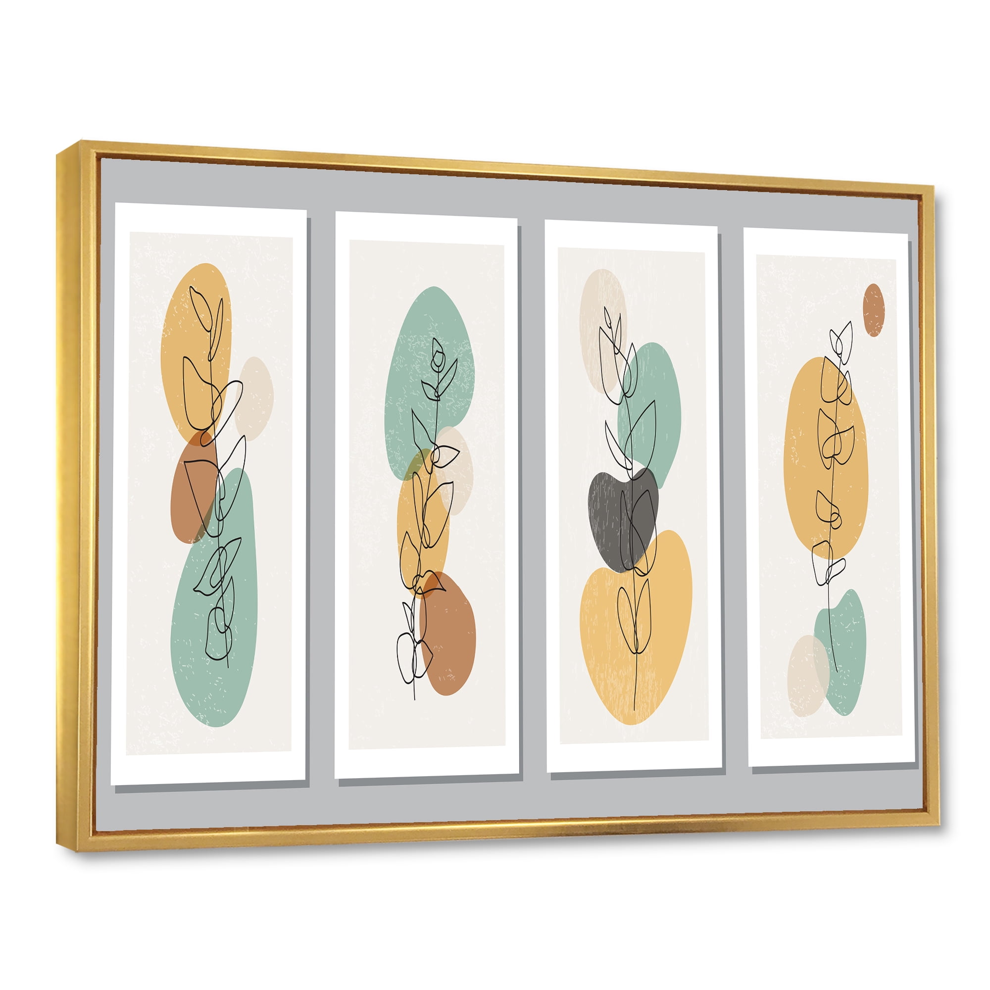 Designart 'Compostion Minimalistic of Organic Shapes III' Modern Framed Canvas Wall Art Print
