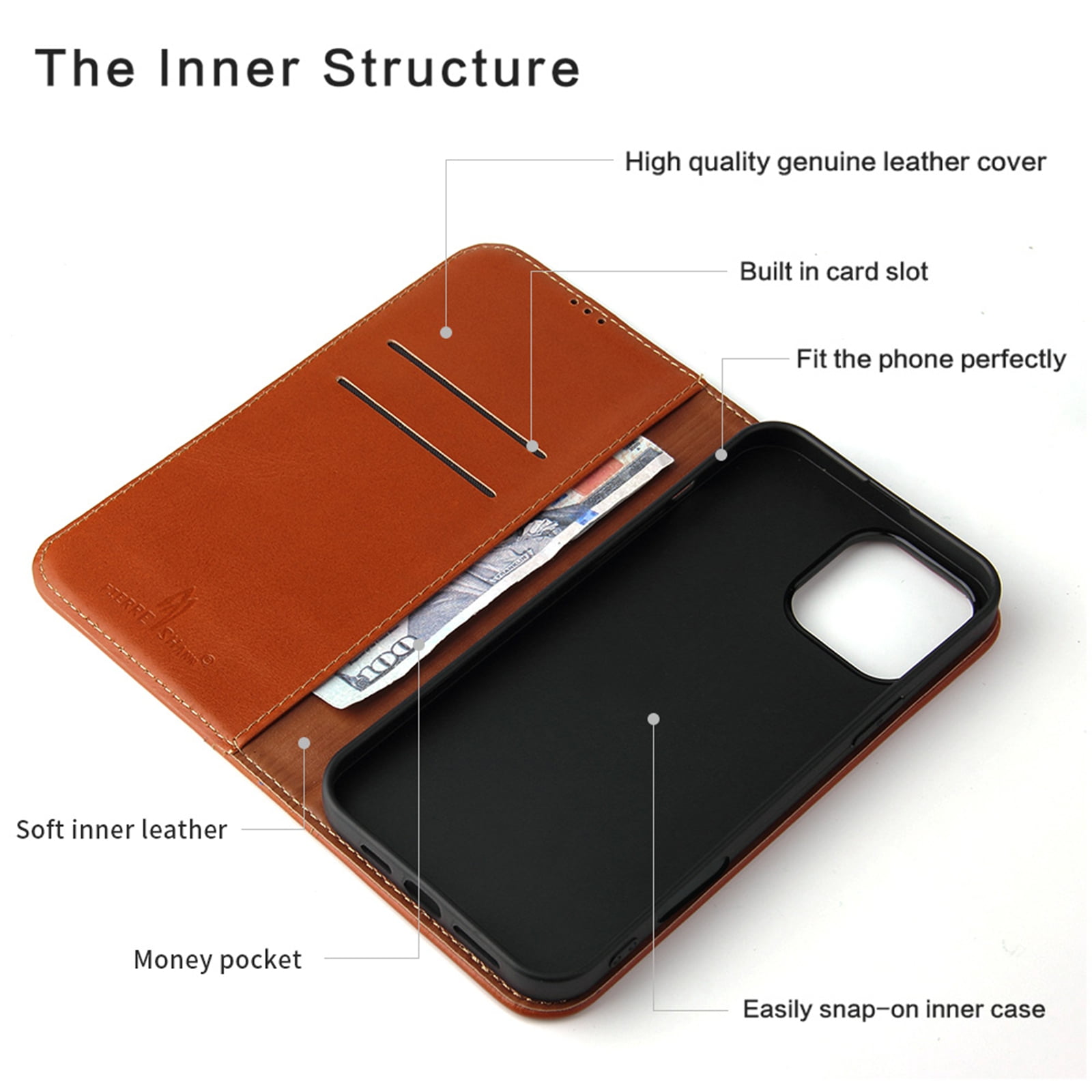 ShellTech for iPhone 16 Pro Leather Wallet Case,Luxury Genuine Vintage Leather [Slim and Durable] with Card Slot & Kickstand [Magnetic Closure] Flip Folio Case,Brown