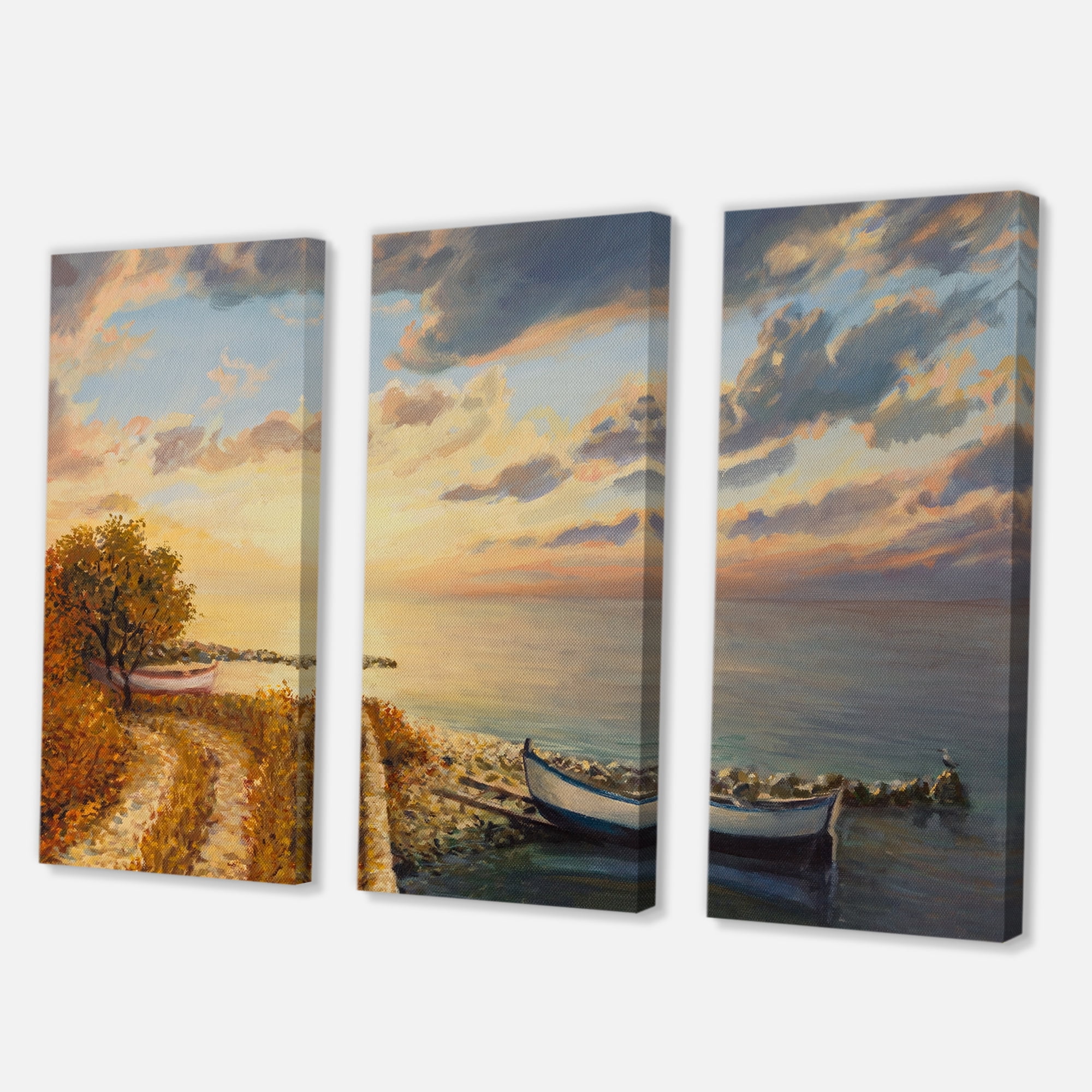 Designart ' Romantic Morning By The Sea ' Nautical & Coastal Canvas Wall Art Print