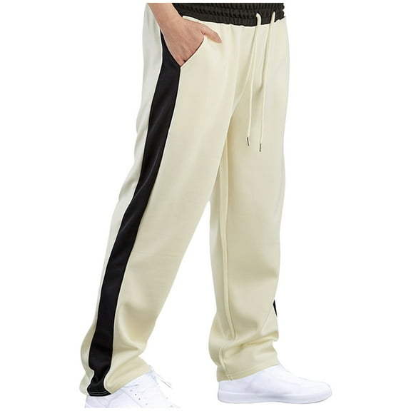 Levmjia Men's Jogger Pants with Side Stripes Athletic Sweatpants Nylon Spandex Summer Casual Trousers with Drawstring Elastic Waist Sport Pants Solid Color Men's Pants S-3XL