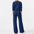 thumbnail image 4 of SUNBS Two Piece Outfits Women Fall Sweatsuits Henley Neck Tops Lounge Sets Wide Leg Pants Vocation Travel Outfits, 4 of 7