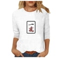 thumbnail image 2 of Womens Graphic T-shirts Half Sleeve Crewneck Mahjong Print Tee Summer Casual Tops Beige S, 2 of 4