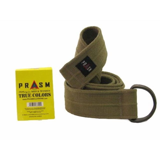 Cinturón de Lona con Hebilla en D PRASM Clothing Verde Claro 114 cm
