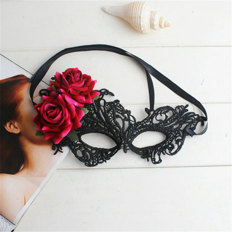 Masquerade Eye Cover Masquerade Party Decorations Lace Velvet Rose Party Half Face Protector Party Blindfold for Party, Adult Unisex, Size: 5.51 x