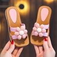 thumbnail image 2 of Toddler Girls Sandals Cute Flower Square Open Toe Slip on Flat Shoes Dress Summer Casual Slides Footwear Pink 5.5 Toddler, 2 of 5
